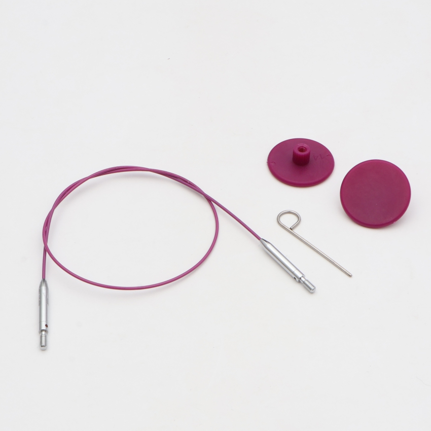 Набор Thin & Flex: фиолет. вращ. (360°) тросик 30 см (50 см), 2 загл. и каб. ключик KnitPro,10692