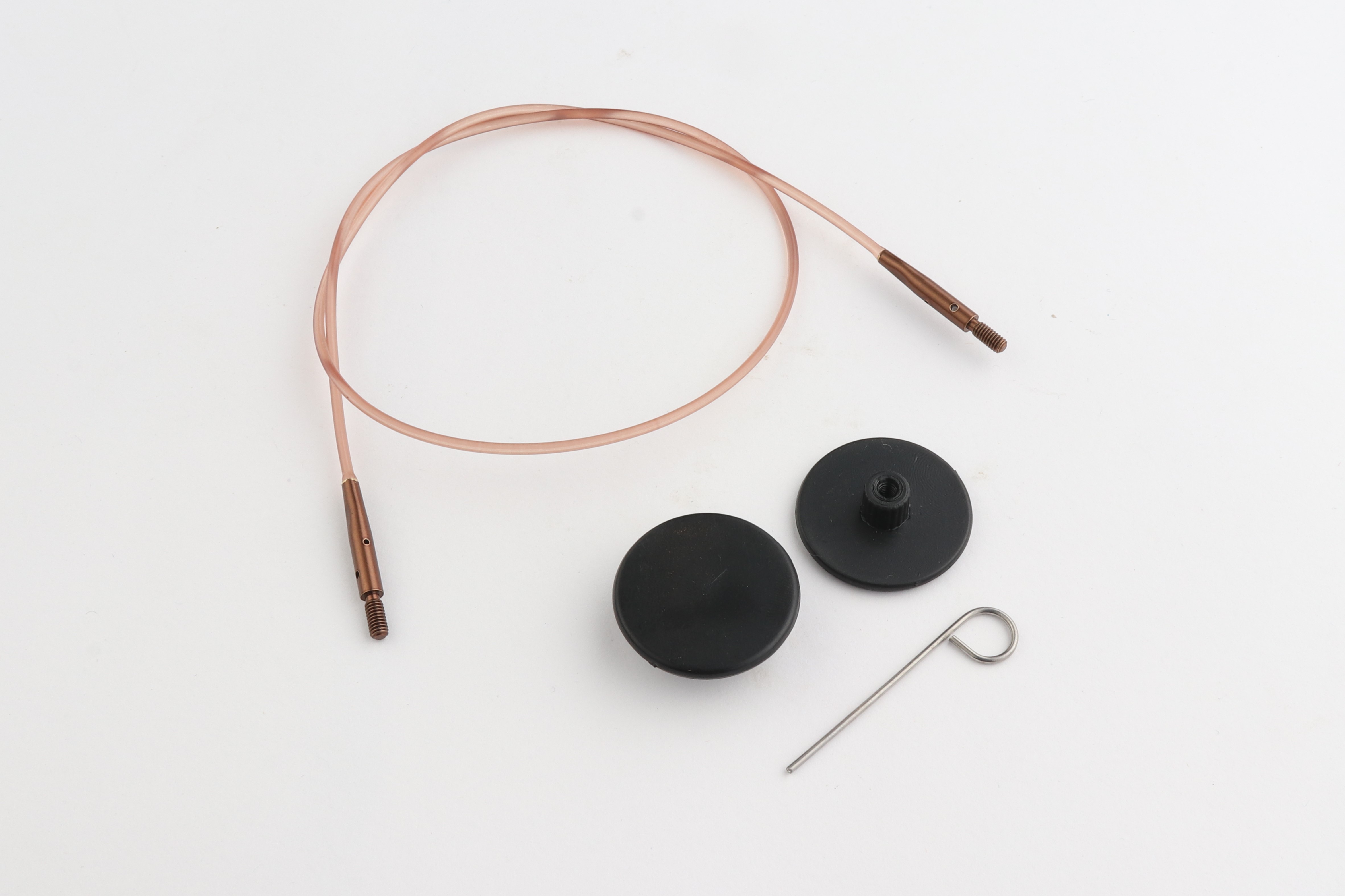 Набор: коричневый тросик 35см (60см), заглушки и кабельный ключик KnitPro, 31293