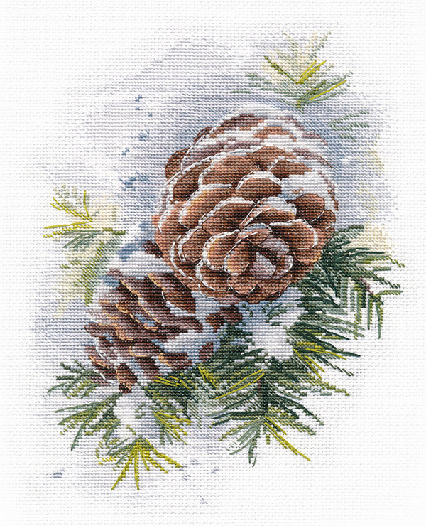 Набор для вышивания «Овен» 1570  "Зимние шишки"  17 х 23 см