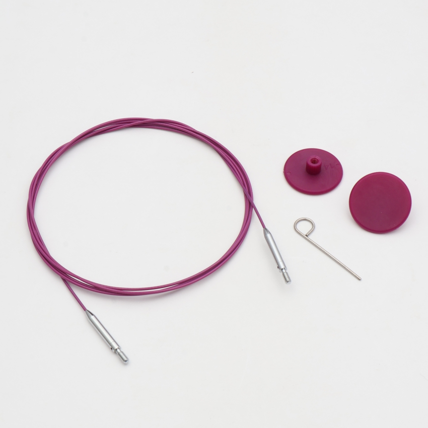 Набор Thin & Flex: фиолет. вращ. (360°) тросик 126 см (150 см), 2 загл. и каб. ключик KnitPro,10697