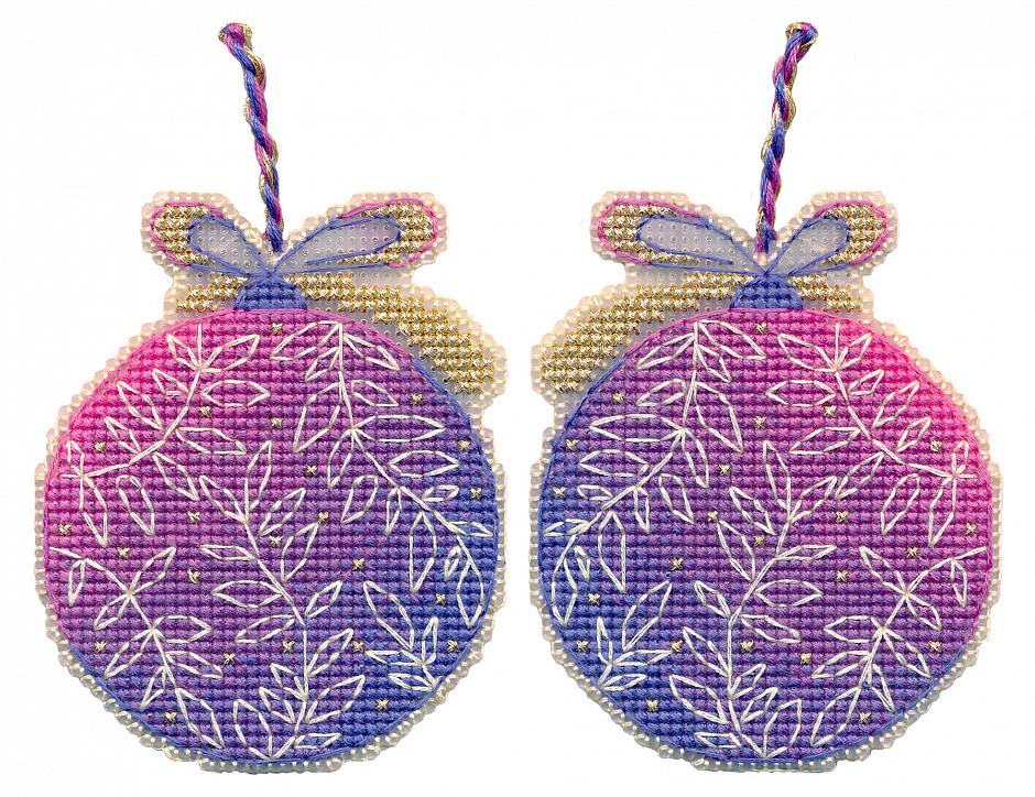 Набор для вышивания «Овен» 1696 "Ёлочная игрушка. Сиреневый шар" 7,3 х 9 см 