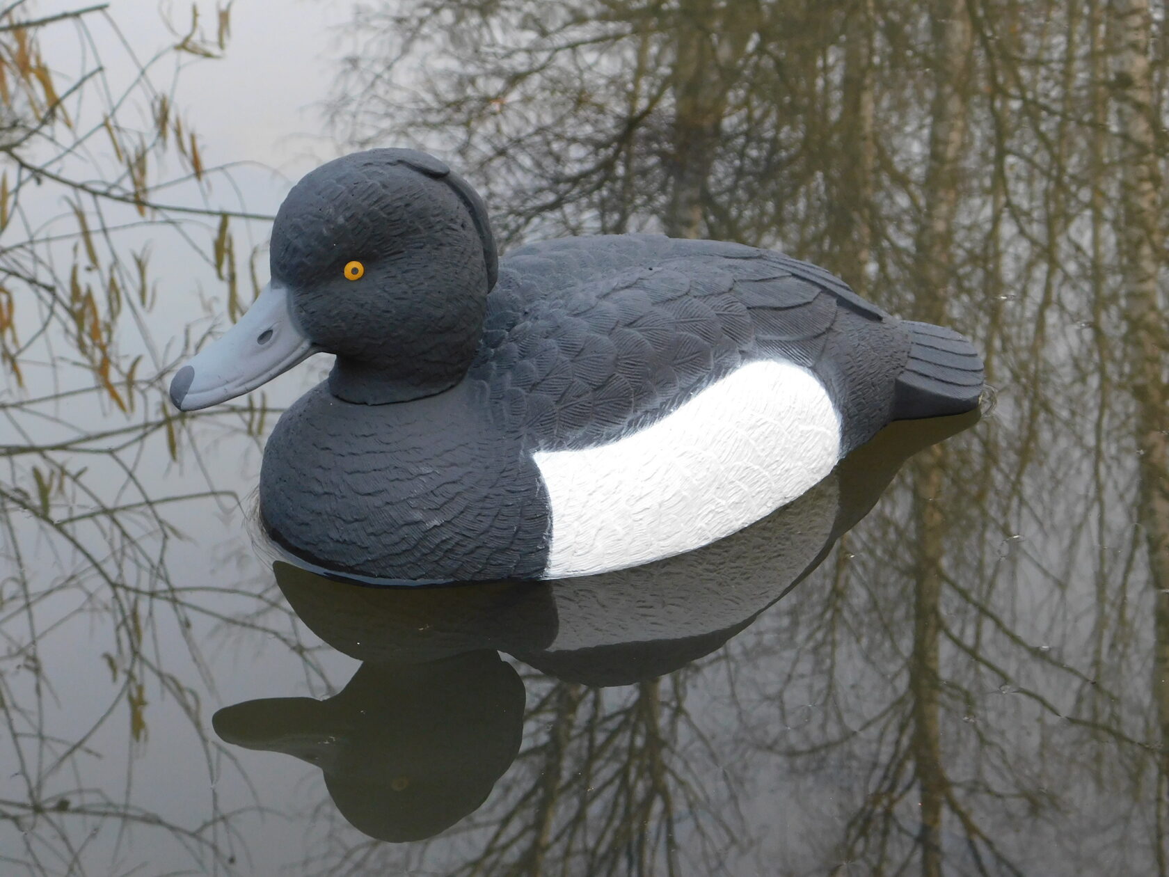 Чучело утки "Хохлатая чернеть селезень" (рельеф) дл. 32 см