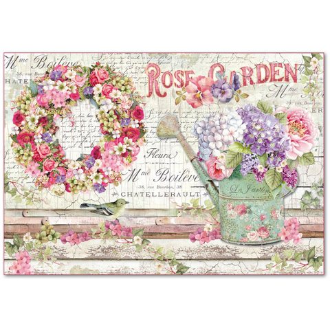 Бумага рисовая для декупажа Stamperia DFS396 "Rose garden" 48х33 см, 28 г/ кв.м, 