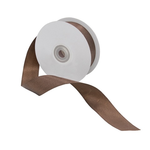 Лента атласная 32,9 м*25 мм, 100% полиэстер, цв. 8135/3138 т.коричневый