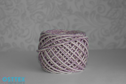 Шнур хлопковый 5 мм меланжевый(пудровый+сиреневый+ванильный)50м