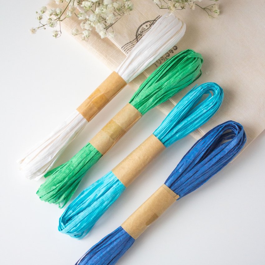 Набор для творчества NT-235 Рафия бумажная 4 шт. (белый, голубой, синий, зеленый)