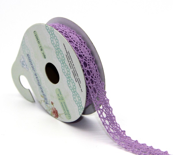 Кружевная лента «Рукоделие» KL-0305/3 12мм х 3м (цвет: сиреневый)