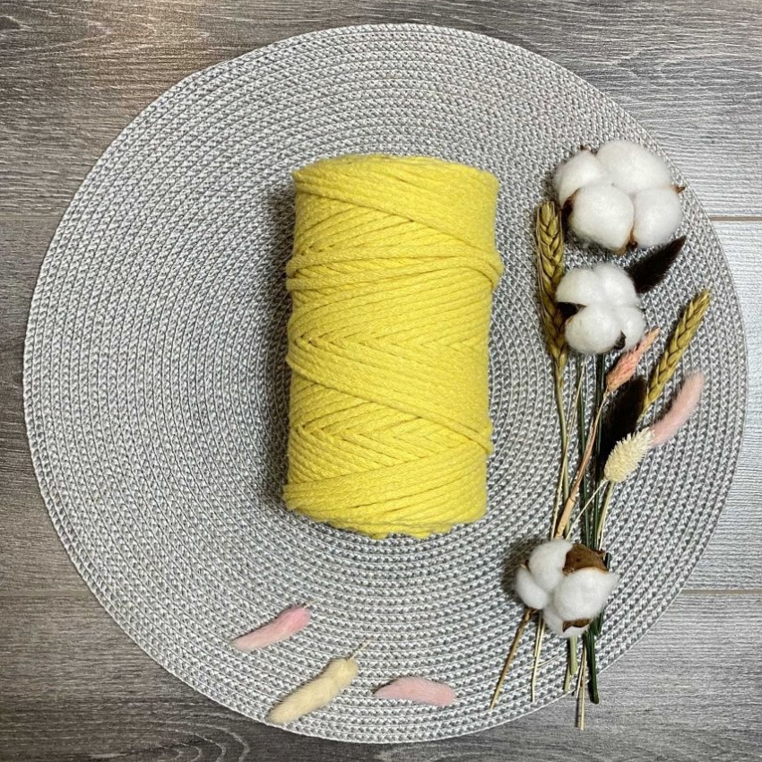 Шнур хлопковый 5 мм (желтый) 50м