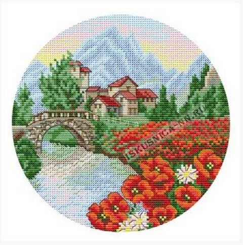 Набор для вышивания «Искусница» 4111 В горах. Маки 19*19 см