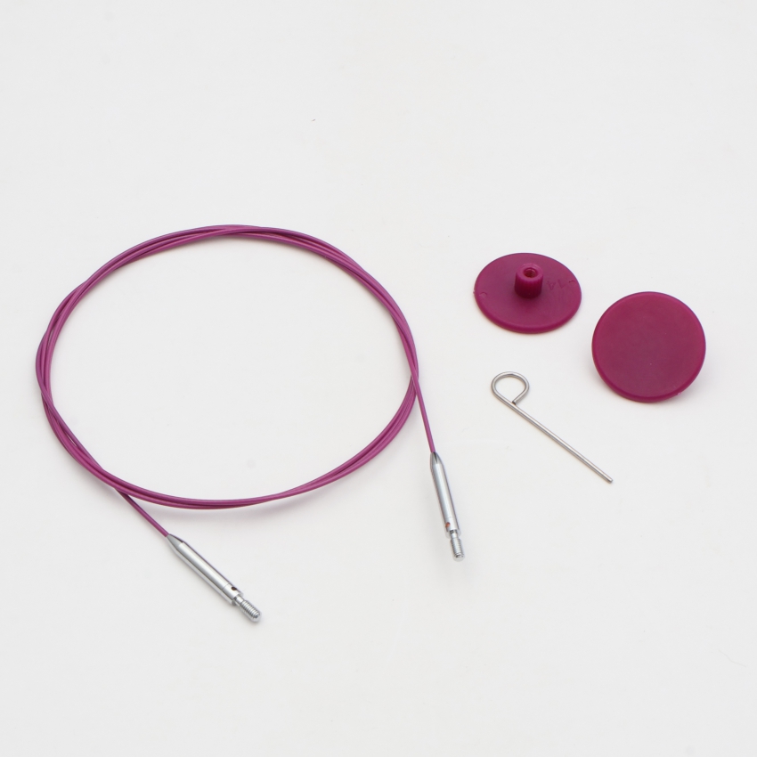 Набор Thin & Flex: фиолет. вращ. (360°) тросик 94 см (120 см), 2 загл. и каб. ключик KnitPro,10696