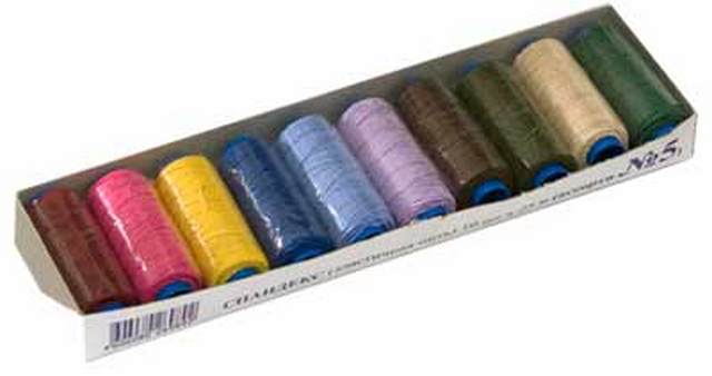 Нитки швейные эластичные "Gamma" ЕТ-10 Спандекс, 10 х 25 м, №5 ассорти