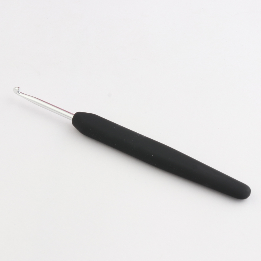 Крючок алюминиевый для вязания с эргономичной черной ручкой, серебристый цвет, 3.75мм, KnitPro,30899