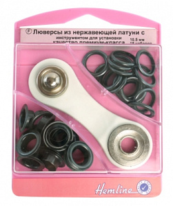 Набор люверсов "Hemline" с инструментом для установки 438P.10.B 10,5 мм серии "F" цвет:черный