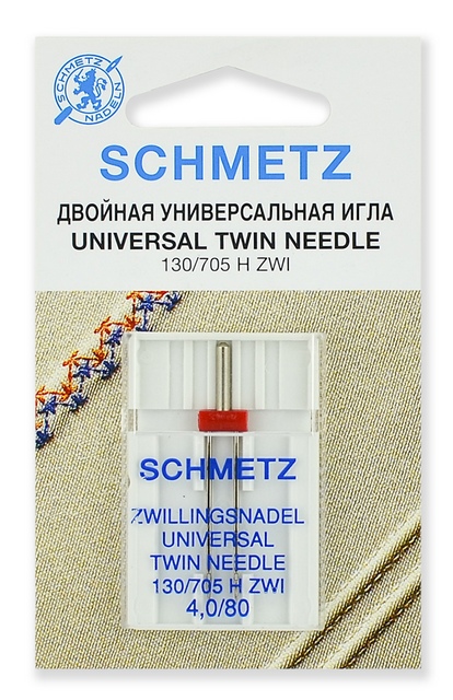 Иглы стандартные двойные 130/705 H ZWI № 80/4.0, 1 шт. Schmetz 0701343