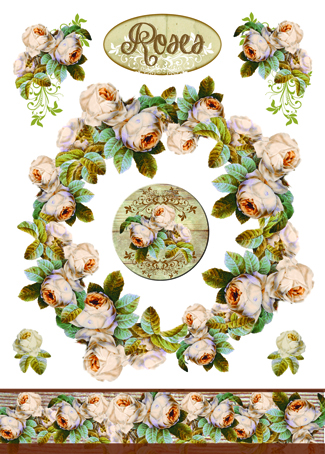 Бумага рисовая мини-формат Stamperia DFSA4033 Розы, 1 лист А4