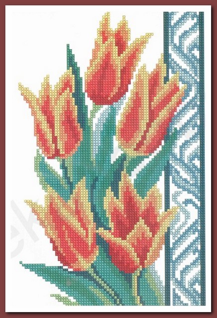Набор для вышивания крестом «Искусница» 548 Оранжевые тюльпаны