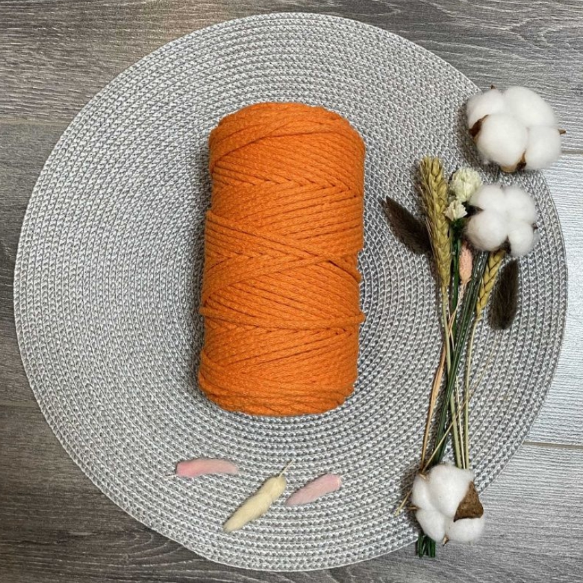 Шнур хлопковый 5 мм (оранжевый) 50м