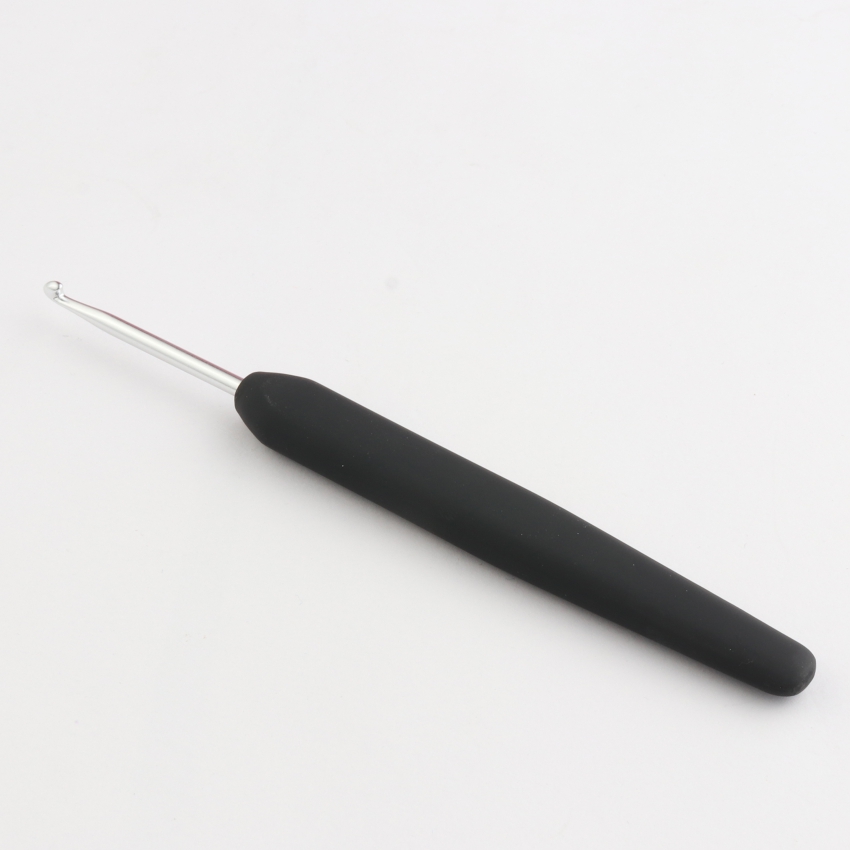 Крючок алюминиевый для вязания с эргономичной черной ручкой, серебристый цвет, 3.25мм, KnitPro,30898