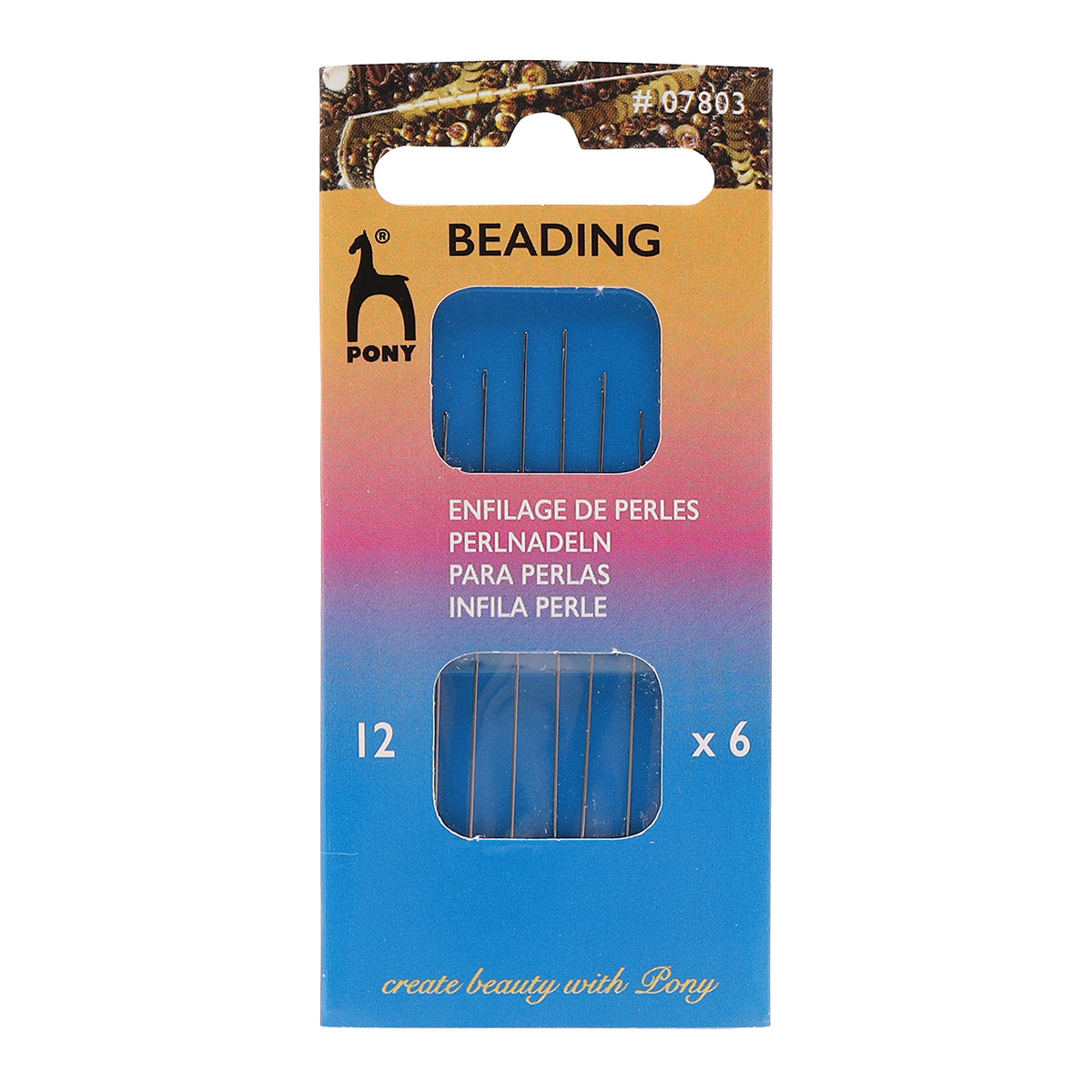 Иглы  для бисера Beading пакет "Серебряное ушко" 6 шт. №12, PONY 07803