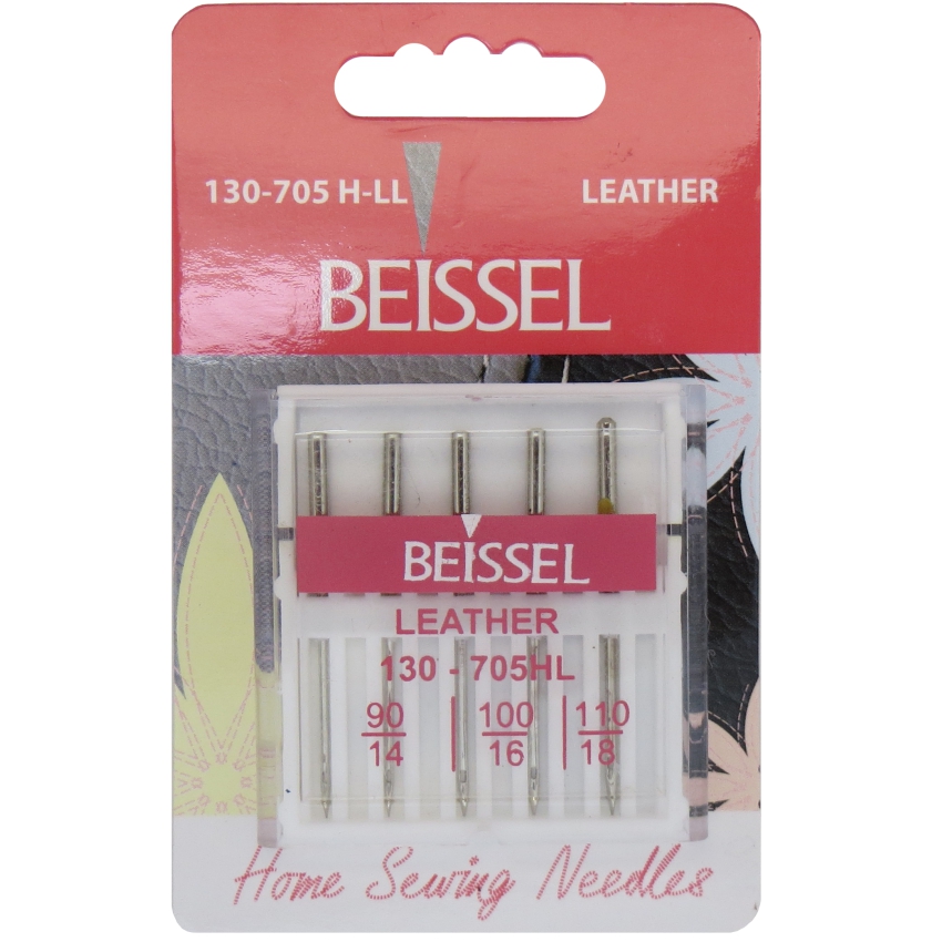 Иглы д/быт. швейных машин для кожи,5шт: № 90-2шт, №100-2шт, №110-1шт, 130-705 H-LL/блистер, BEISSEL