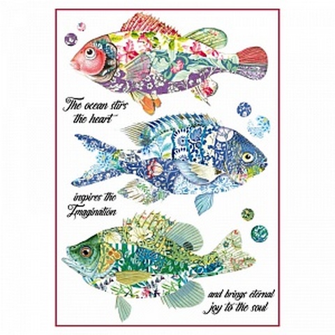 Бумага рисовая мини-формат Stamperia DFSA4296 "Рыбы фэнтэзи ", 1 лист 21 х 29,7см ( А4)