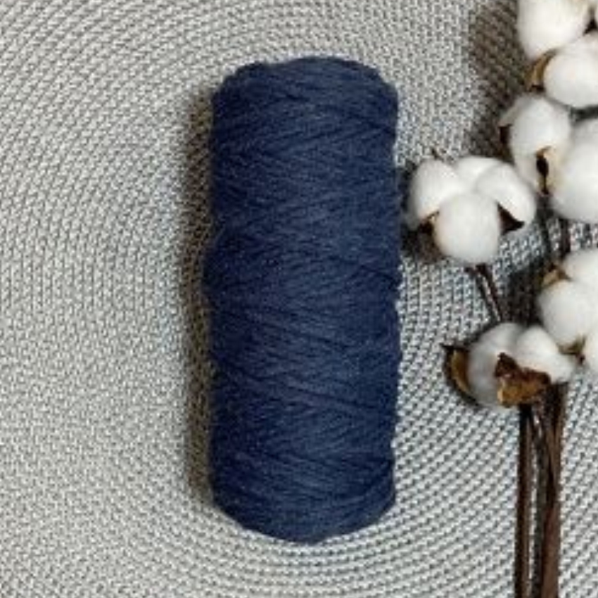 Шнур хлопковый 5 мм (темный джинс) 50м