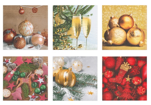 Салфетки бумажные "Love2art" ассорти  SDP №0721-15 33 x 33 6 шт. "Сияние праздника "