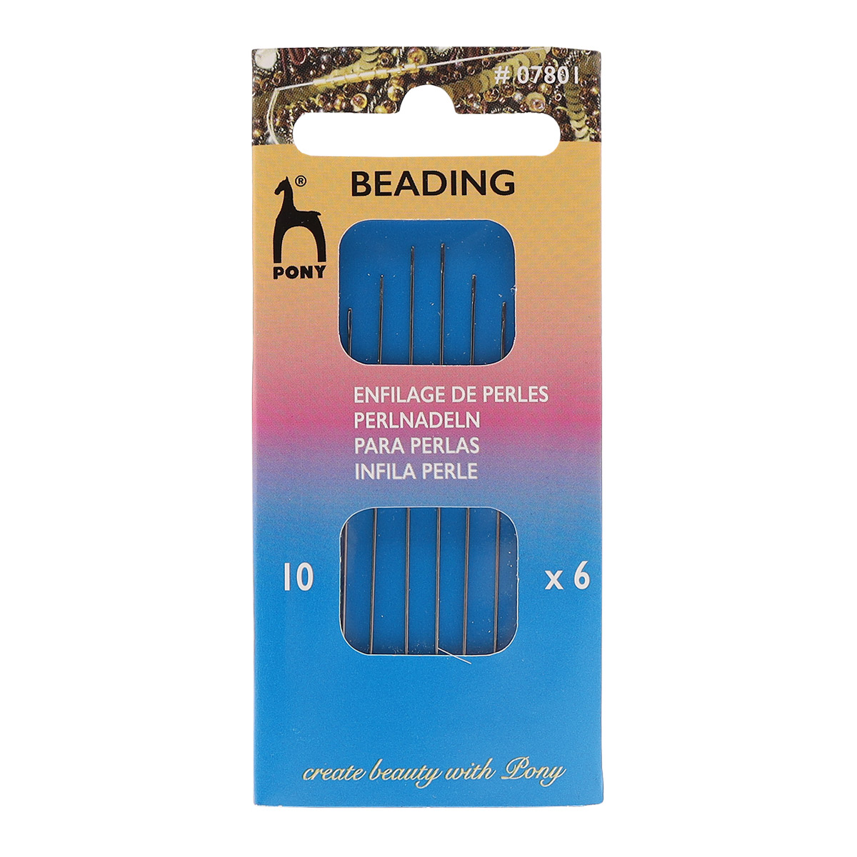 Иглы  для бисера Beading пакет "Серебряное ушко" 6 шт. №10, PONY 07801