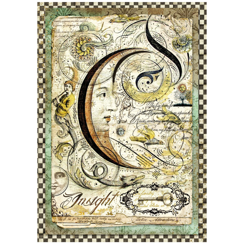 Бумага рисовая мини-формат Stamperia DFSA4260 "Луна", 1 лист А4