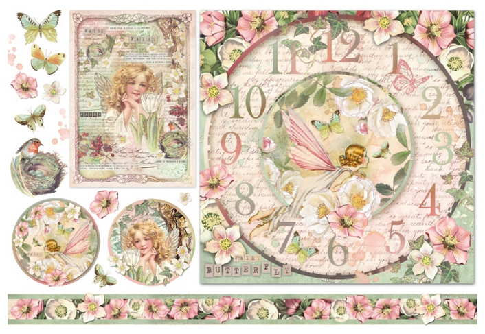 Бумага рисовая для декупажа Stamperia DFS357 "Часы и фея" 48х33 см, 28 г/ кв.м, 