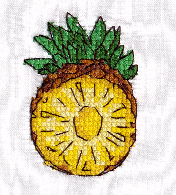 Набор для вышивания «Овен» 1234 Ананас (водорастворимая канва,вышивается на одежде)