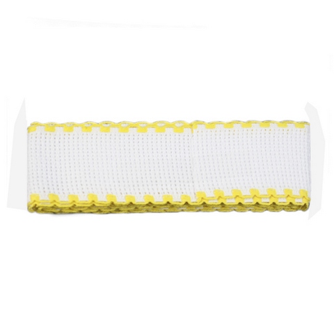 Канва ленточная "Bestex" 7707138, 100% хлопок, 1,5м х 3,5 см, цвет белый/желтый