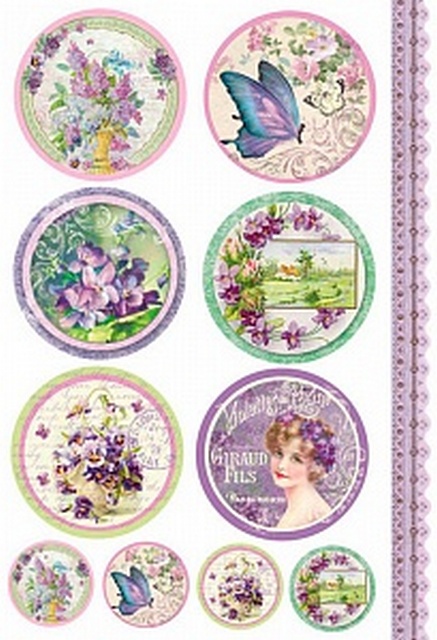 Бумага рисовая мини-формат Stamperia DFSA4082 "Сиреневые тона", 21 х 29,7 см (А4), 28 г/м2