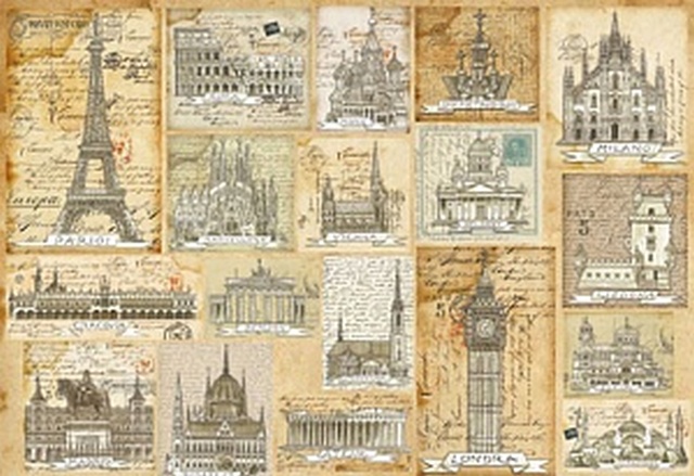 Бумага рисовая для декупажа Stamperia 48х33 см, 28 г/ кв.м, DFS207 Открытки с Европой