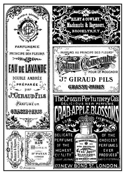 Бумага рисовая мини - формат, "Старинные наклейки", 21 х 29,7 см (А4), 28 г/м2