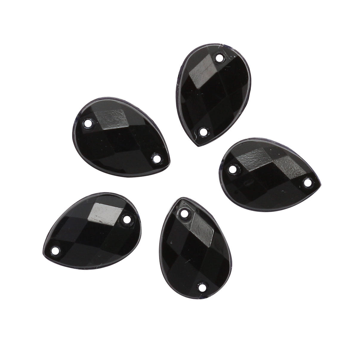 Стразы пришивные, акриловые, 6*10мм, 18шт/упак (капля) Астра N38 черный