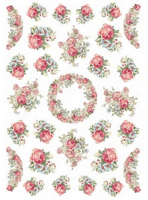 Бумага рисовая мини-формат Stamperia DFSA4207 "Гирлянда из роз", 21 х 29,7 см (А4), 28 г/м2