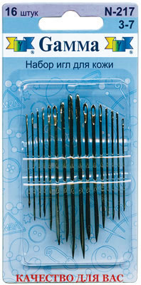 Иглы ручные "Gamma" N-217 для кожи №3-7 блистер 16 шт.