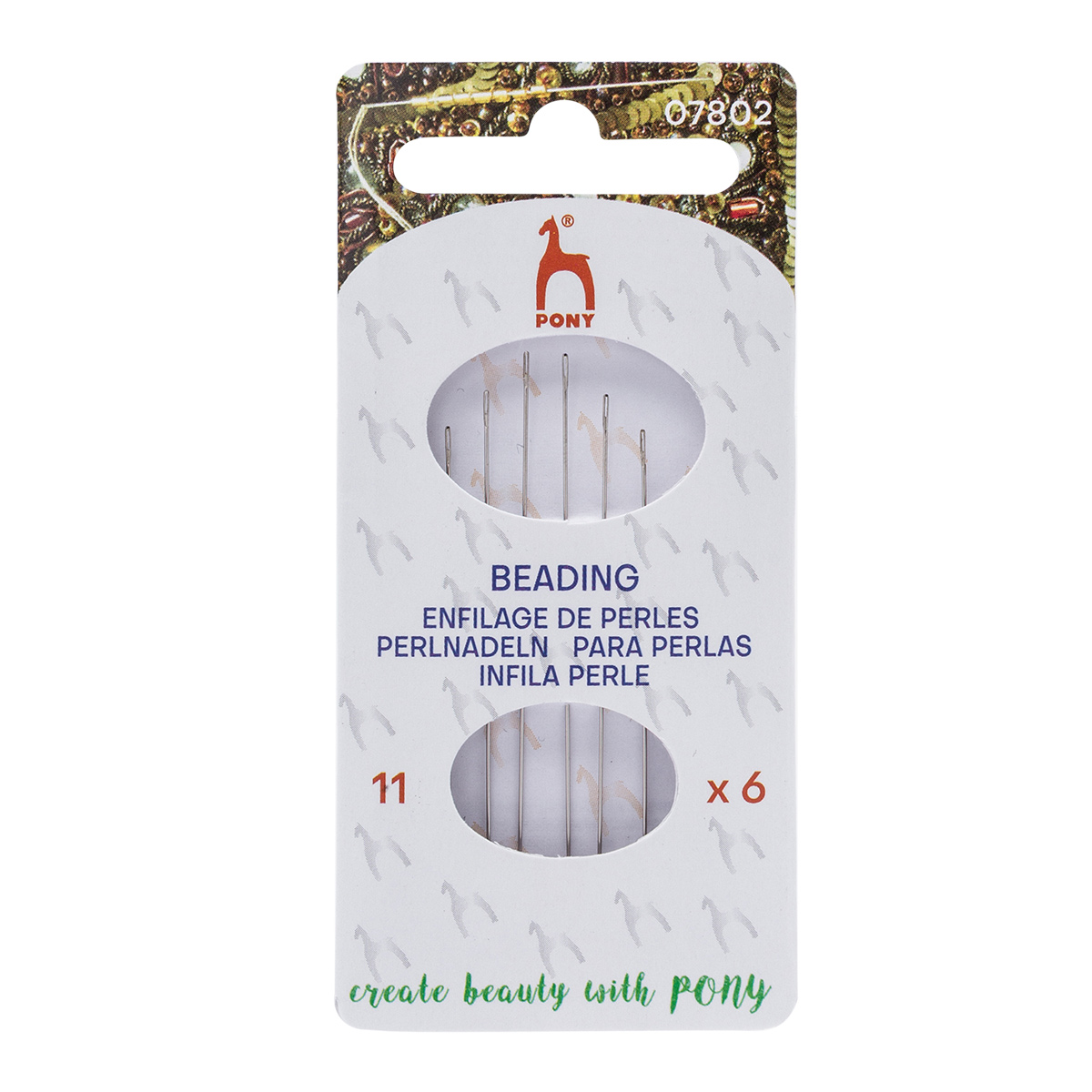 Иглы  для бисера Beading пакет "Серебряное ушко" 6 шт. №11, PONY 07802