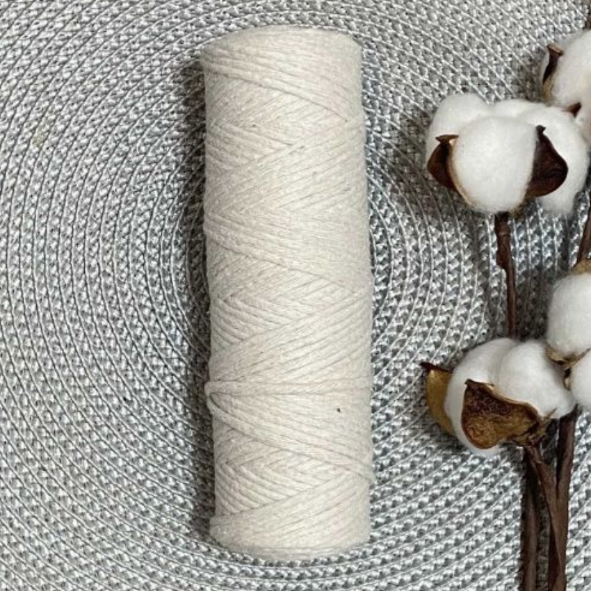 Шпагат хлопковый крученый 3мм (кремовый) 100м