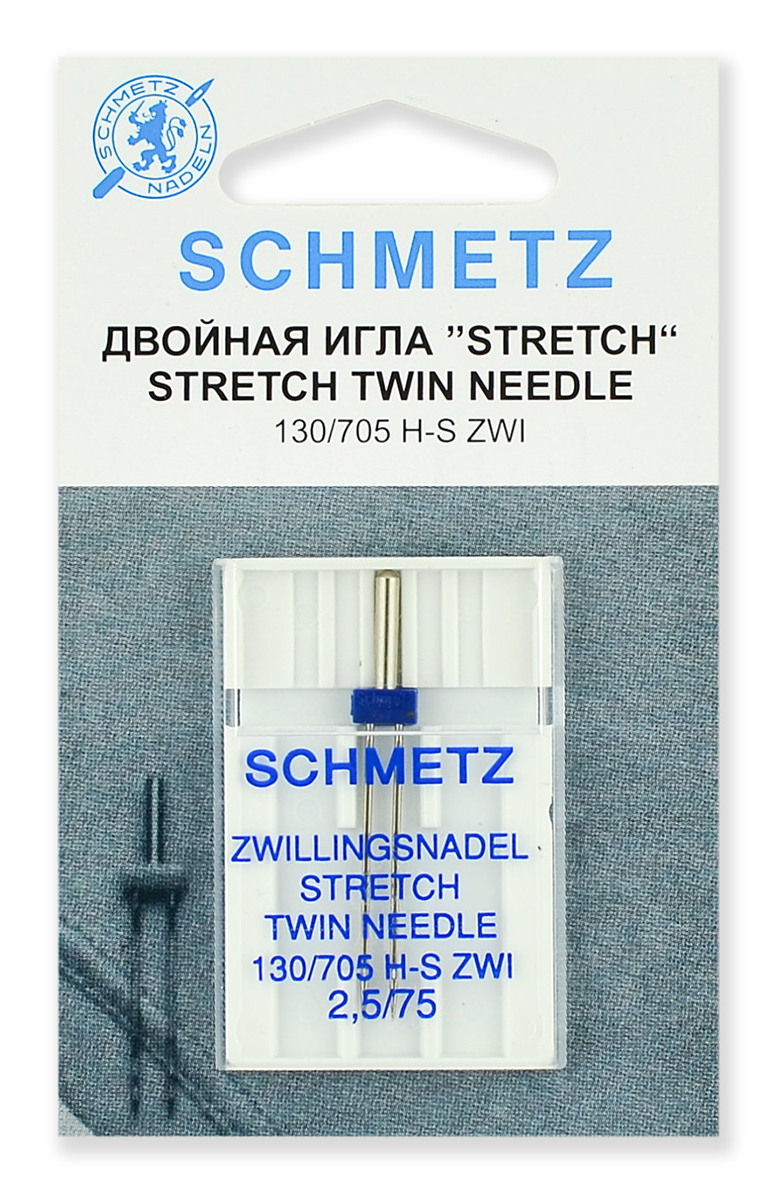 Иглы стрейч двойные ZWI № 75/2.5, 1шт. Schmetz 0701310 Иглы стрейч двойные ZWI № 75/2.5, 1шт. Schmetz 0701310