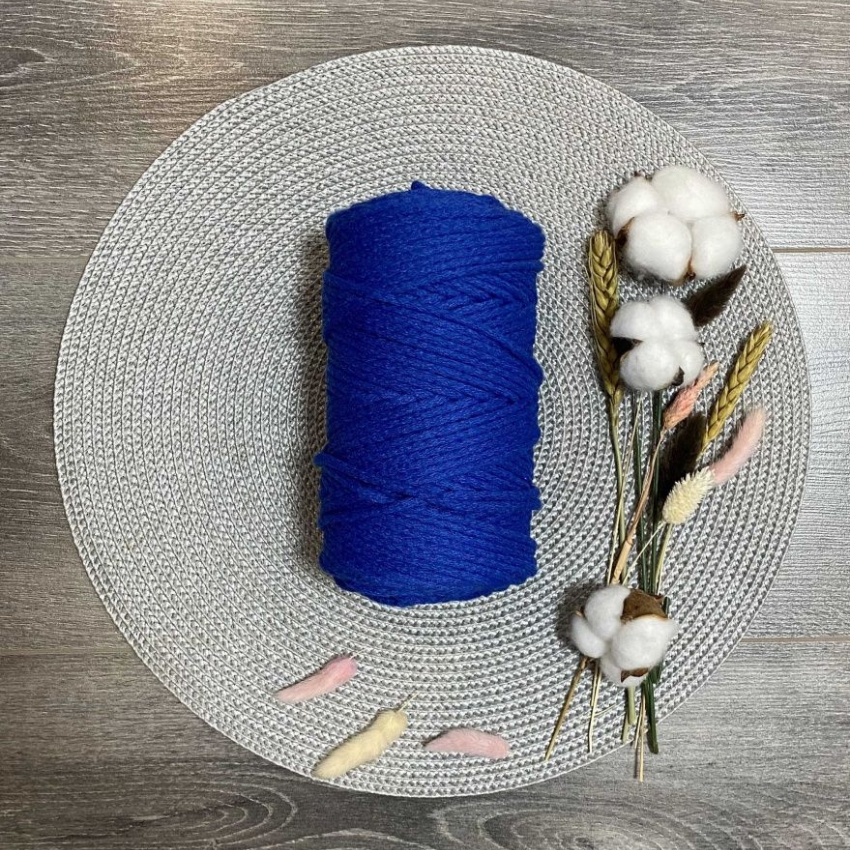 Шнур хлопковый 5 мм (синий) 50м