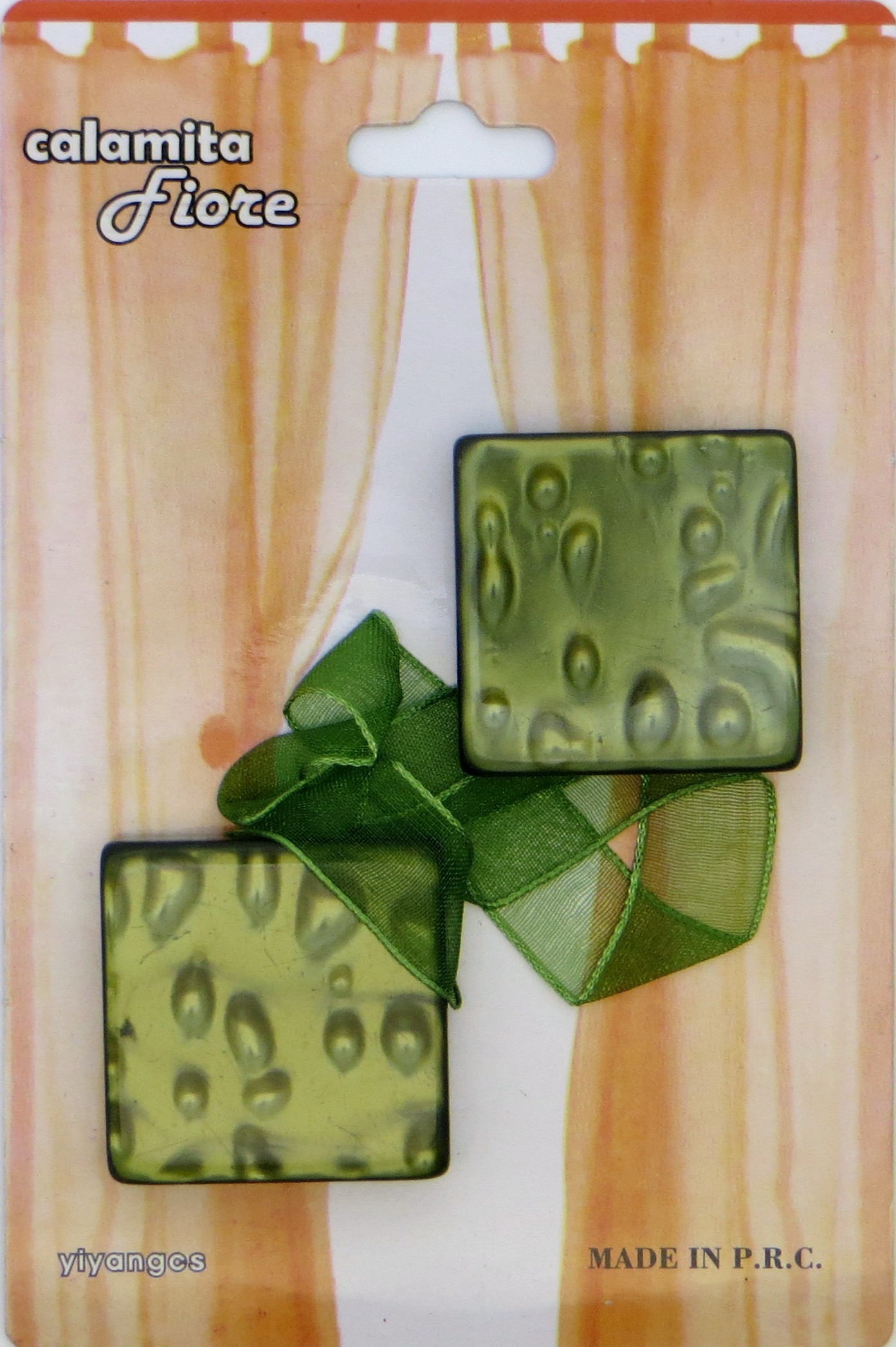 Прихваты для штор MH на магнитах №1-07 квадрат, зеленый , блистер