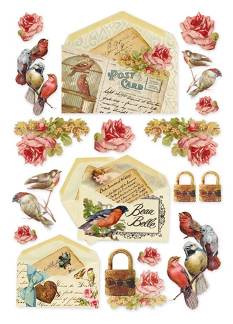 Бумага рисовая для декупажа А4 "Открытка с птичками"