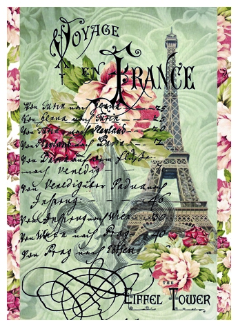 Бумага рисовая для декупажа А4 "Voyage en France Tour Eiffel"
