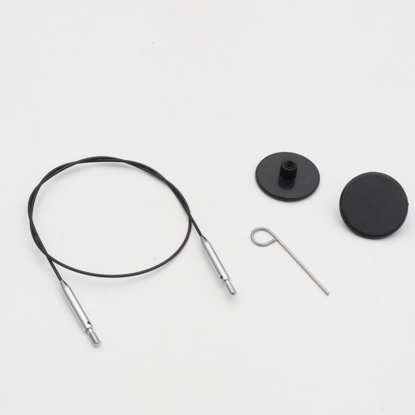 Набор Thin & Flex: черный вращ. (360°) тросик 30 см (50 см), 2 загл. и каб. ключик KnitPro,10592