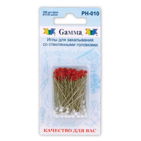 Иглы "Gamma" PH-010 для закалывания со стеклянными головками, 40 шт