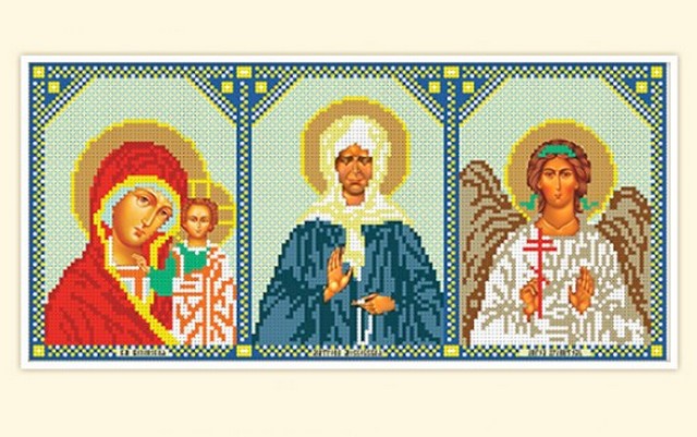 Схема РУССКАЯ СКАЗКА АЗ-005 Складень: БМ Казанская, Св. Матр. Московск. 16х35 см