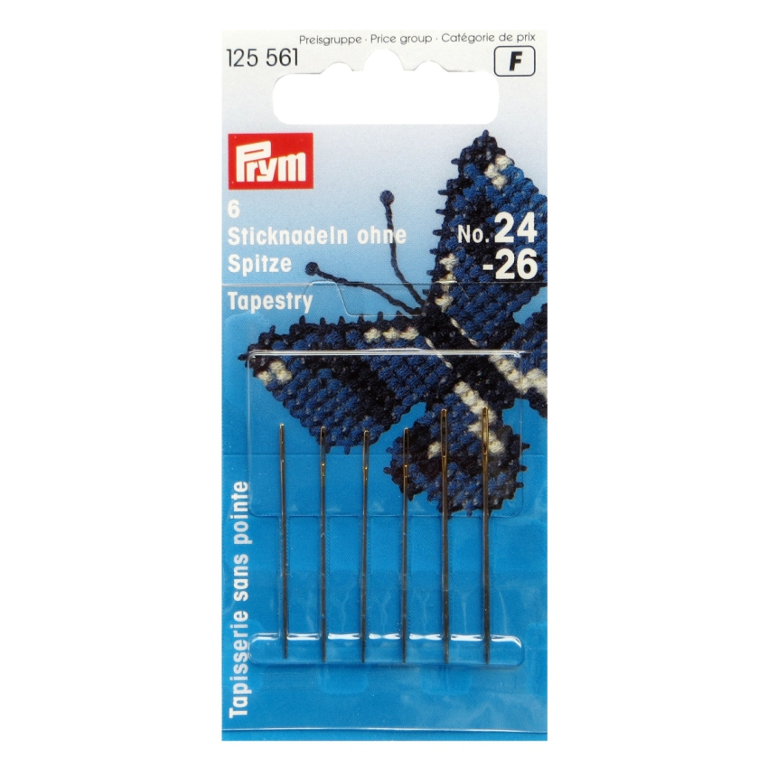 Иглы для вышивки со скругленным острием, с золотстым ушком сталь № 24-26