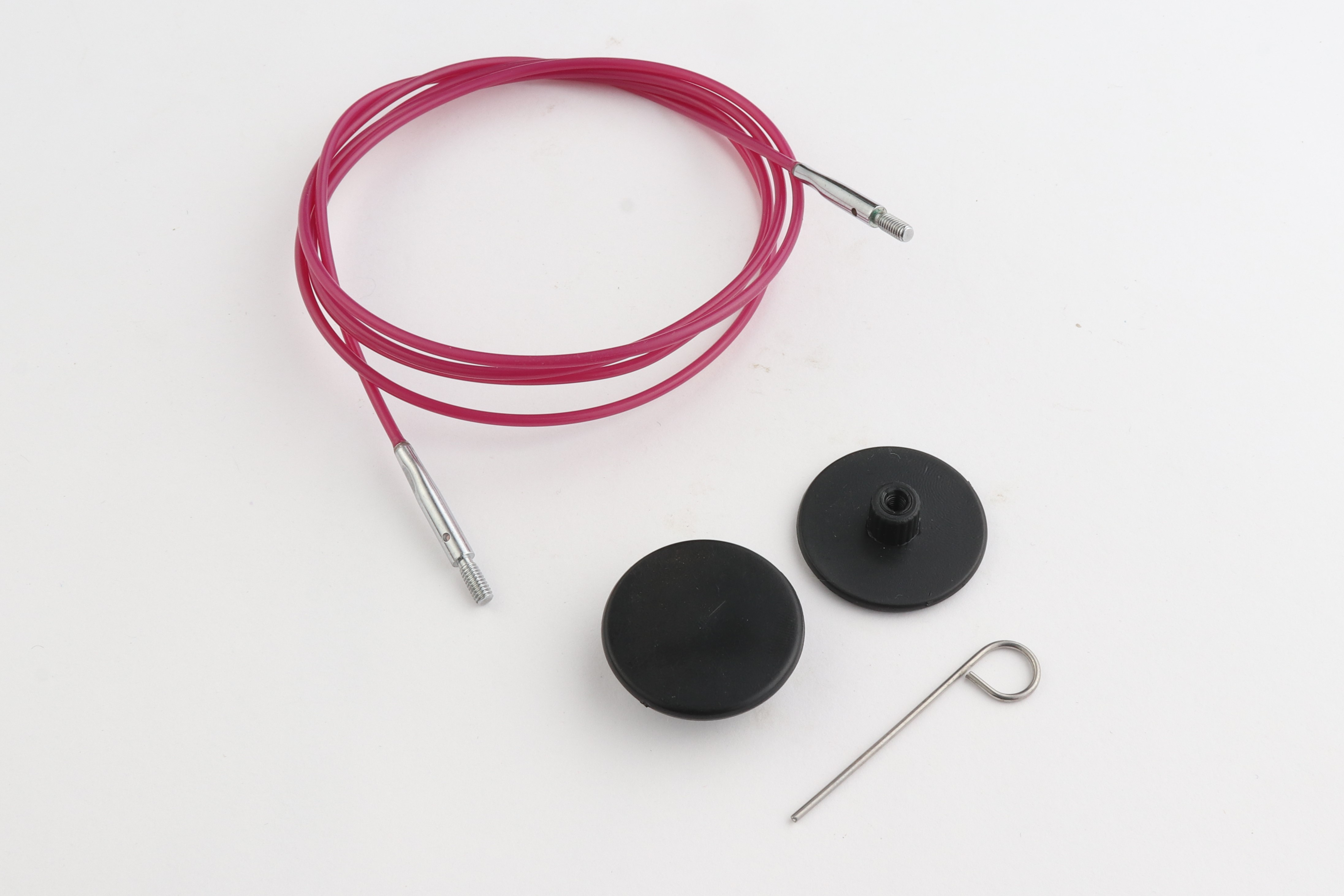 Набор: фиолетовый тросик 94см (120 см), заглушки и кабельный ключик KnitPro, 10504